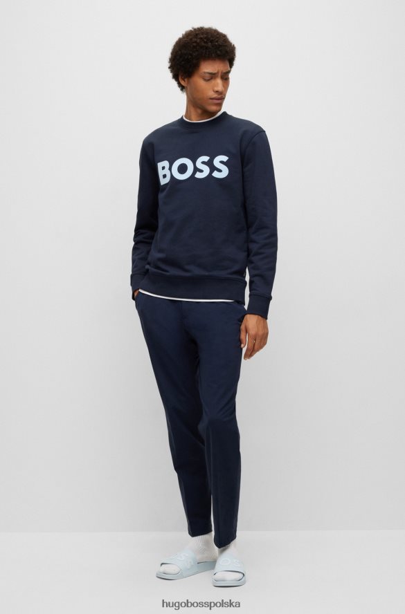 Hugo Boss ciemnoniebieskie spodnie slim-fit z elastycznego dżerseju z elastyczną talią hugo ciemny niebieski R0X0H64099