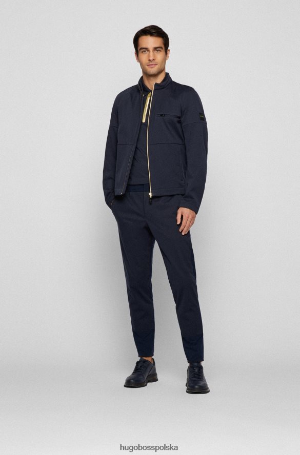 Hugo Boss ciemnoniebieskie spodnie slim-fit z elastycznego materiału softshell hugo ciemny niebieski R0X0H64515