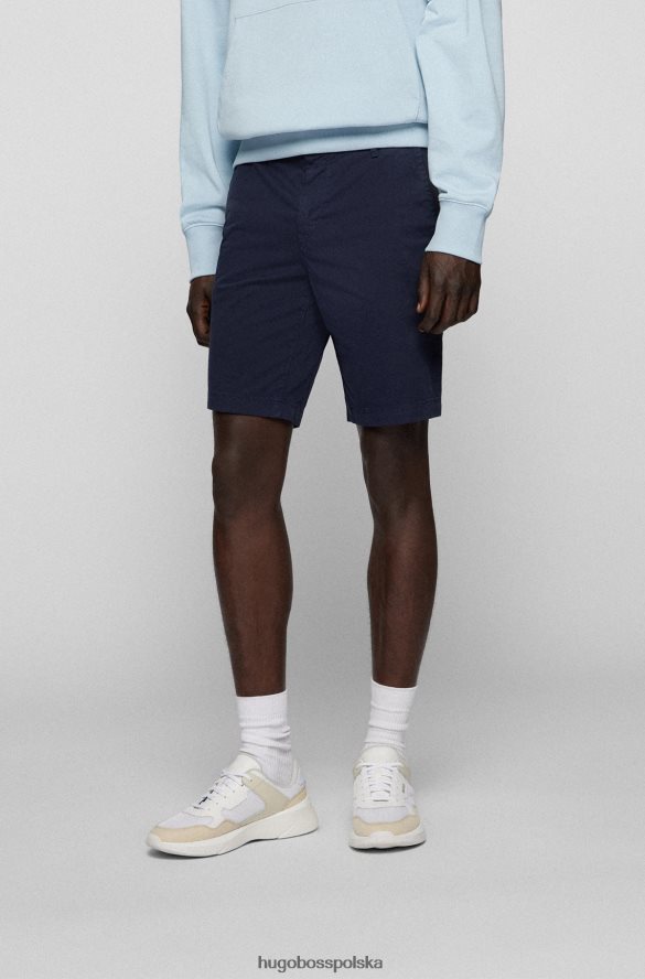 Hugo Boss ciemnoniebieskie szorty hugo o dopasowanym kroju z elastycznej bawełny o diagonalnym splocie ciemny niebieski R0X0H64581