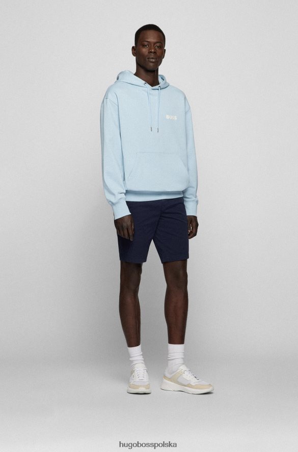 Hugo Boss ciemnoniebieskie szorty hugo o dopasowanym kroju z elastycznej bawełny o diagonalnym splocie ciemny niebieski R0X0H64581