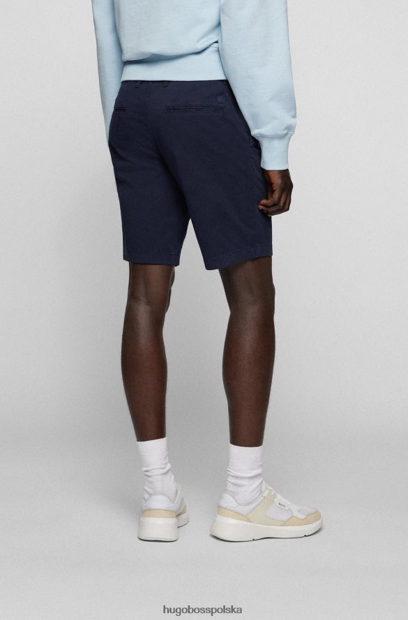Hugo Boss ciemnoniebieskie szorty hugo o dopasowanym kroju z elastycznej bawełny o diagonalnym splocie ciemny niebieski R0X0H64581