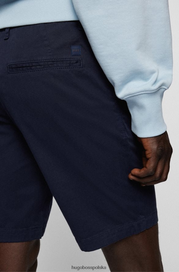 Hugo Boss ciemnoniebieskie szorty hugo o dopasowanym kroju z elastycznej bawełny o diagonalnym splocie ciemny niebieski R0X0H64581