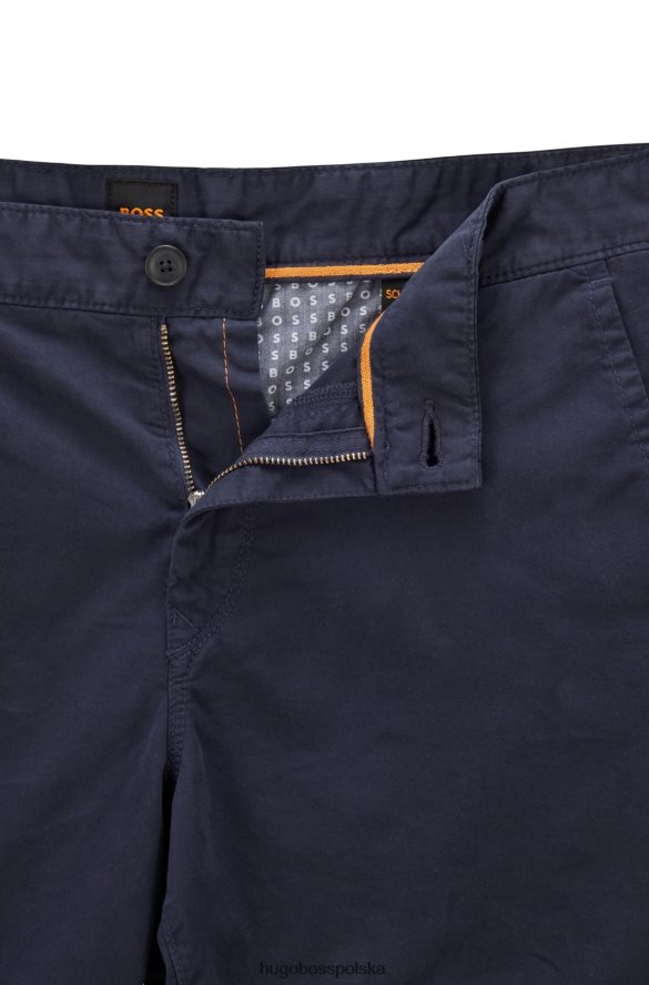 Hugo Boss ciemnoniebieskie szorty hugo o dopasowanym kroju z elastycznej bawełny o diagonalnym splocie ciemny niebieski R0X0H64581