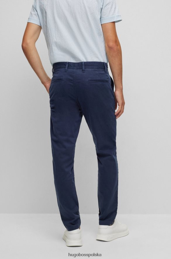 Hugo Boss ciemnoniebieskie, zwężane chinosy z barwionej elastycznej satyny bawełnianej hugo ciemny niebieski R0X0H61260