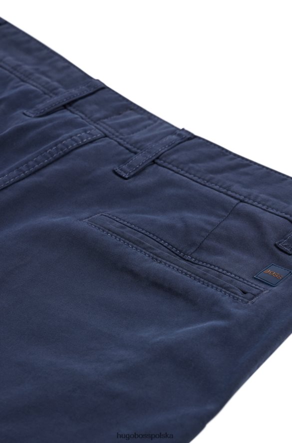 Hugo Boss ciemnoniebieskie, zwężane chinosy z barwionej elastycznej satyny bawełnianej hugo ciemny niebieski R0X0H61260