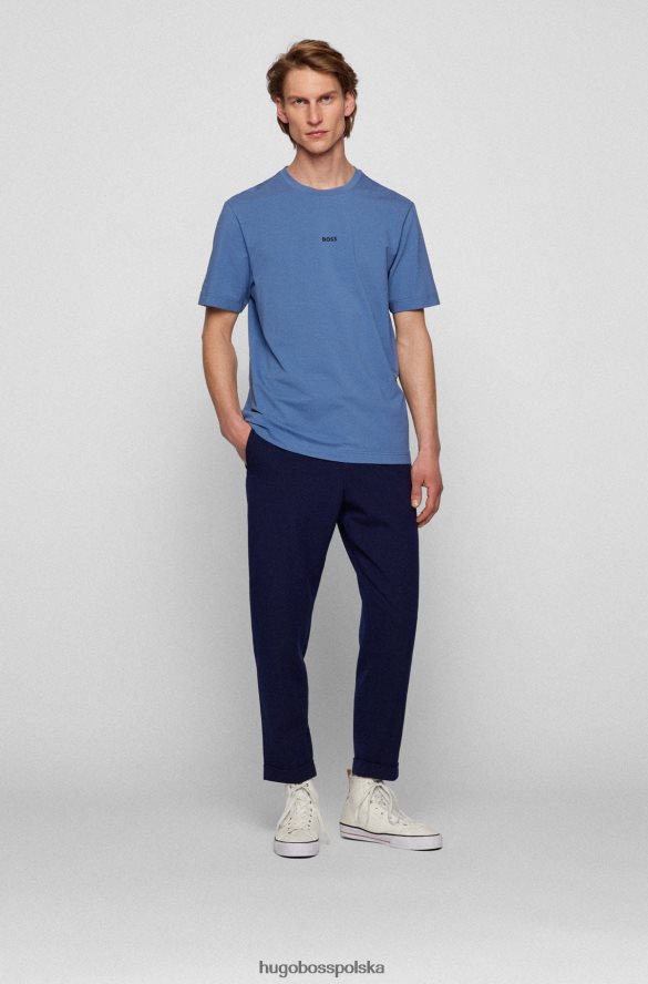 Hugo Boss ciemnoniebieskie, zwężane spodnie Hugo z elastycznego diagonalu ciemny niebieski R0X0H62997