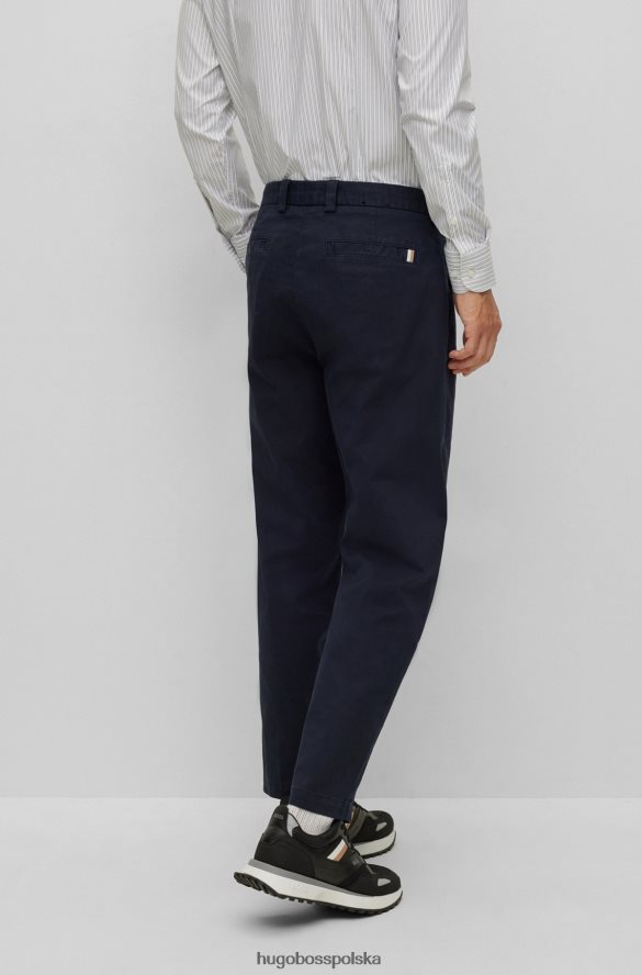 Hugo Boss ciemnoniebieskie, zwężane spodnie z elastycznej bawełny gabardynowej hugo ciemny niebieski R0X0H61858
