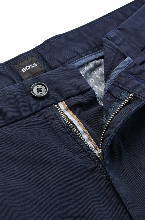Hugo Boss ciemnoniebieskie, zwężane spodnie z elastycznej bawełny gabardynowej hugo ciemny niebieski R0X0H61858