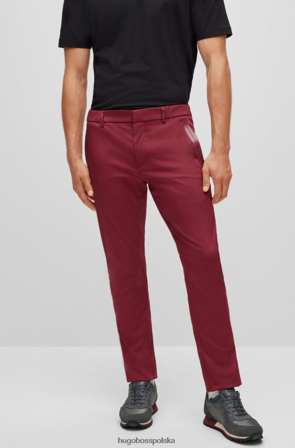 Hugo Boss ciemnoróżowe spodnie slim fit hugo z mieszanki bawełny Dobby ciemno różowy R0X0H62757