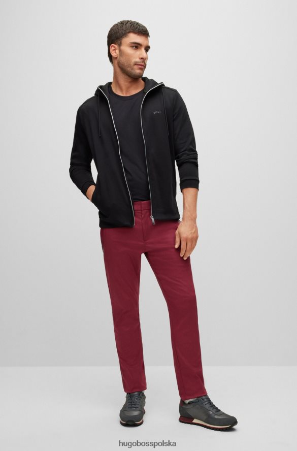 Hugo Boss ciemnoróżowe spodnie slim fit hugo z mieszanki bawełny Dobby ciemno różowy R0X0H62757