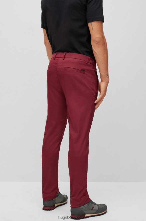 Hugo Boss ciemnoróżowe spodnie slim fit hugo z mieszanki bawełny Dobby ciemno różowy R0X0H62757