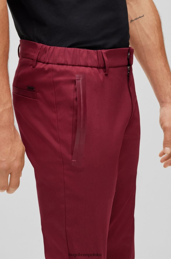 Hugo Boss ciemnoróżowe spodnie slim fit hugo z mieszanki bawełny Dobby ciemno różowy R0X0H62757