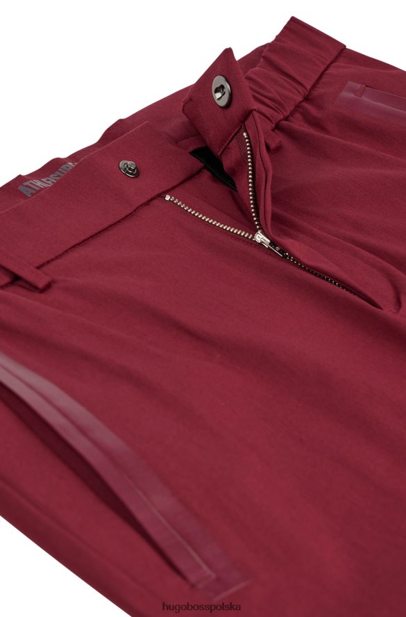 Hugo Boss ciemnoróżowe spodnie slim fit hugo z mieszanki bawełny Dobby ciemno różowy R0X0H62757