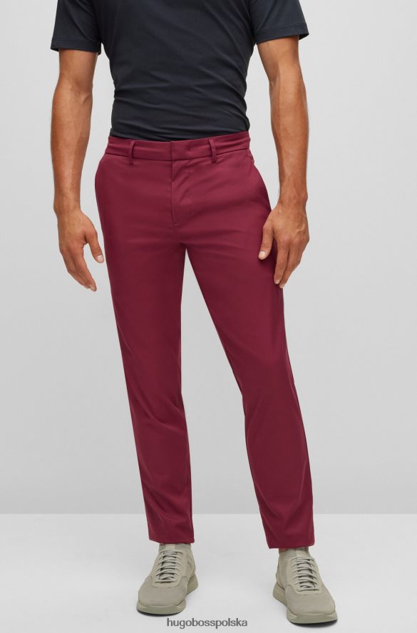 Hugo Boss ciemnoróżowe spodnie slim-fit hugo z wodoodpornego diagonalu ciemno różowy R0X0H62197