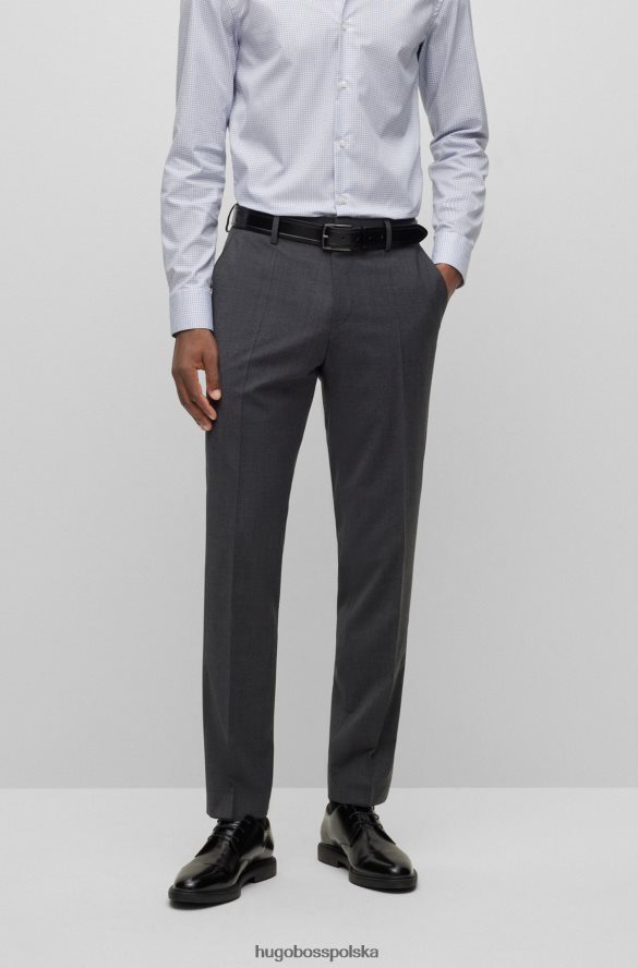 Hugo Boss ciemnoszare spodnie Hugo o dopasowanym kroju z mieszanki zawierającej dziewiczą wełnę ciemno szary R0X0H63351