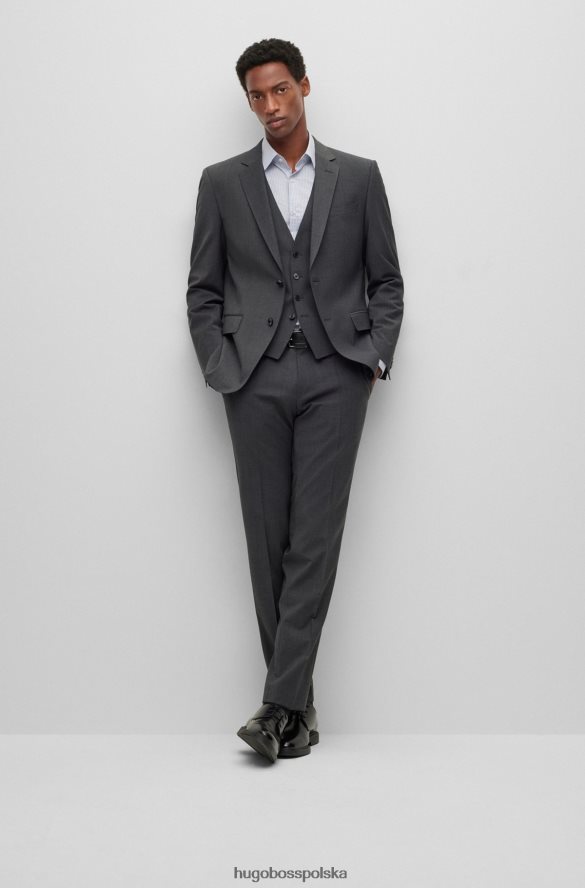 Hugo Boss ciemnoszare spodnie Hugo o dopasowanym kroju z mieszanki zawierającej dziewiczą wełnę ciemno szary R0X0H63351