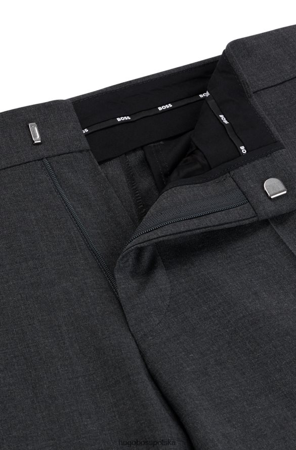 Hugo Boss ciemnoszare spodnie Hugo o dopasowanym kroju z mieszanki zawierającej dziewiczą wełnę ciemno szary R0X0H63351