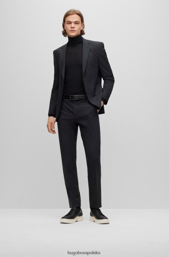 Hugo Boss ciemnoszare spodnie slim fit hugo z elastycznej dziewiczej wełny ciemno szary R0X0H62361