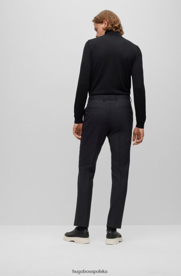 Hugo Boss ciemnoszare spodnie slim fit hugo z elastycznej dziewiczej wełny ciemno szary R0X0H62361