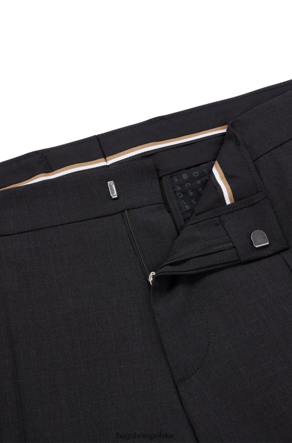 Hugo Boss ciemnoszare spodnie slim fit hugo z elastycznej dziewiczej wełny ciemno szary R0X0H62361