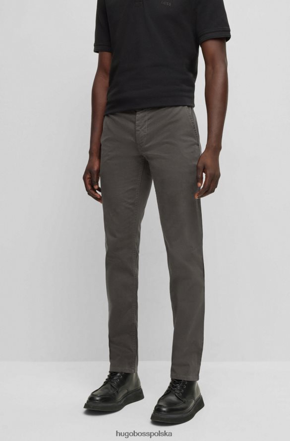 Hugo Boss ciemnoszare spodnie slim fit z elastycznej bawełny, satyny hugo ciemno szary R0X0H6964