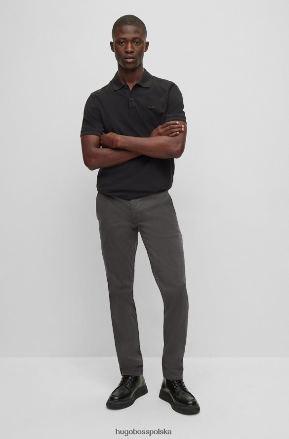 Hugo Boss ciemnoszare spodnie slim fit z elastycznej bawełny, satyny hugo ciemno szary R0X0H6964