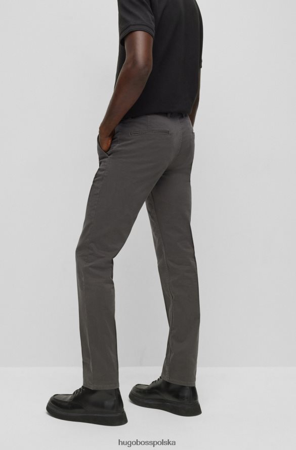 Hugo Boss ciemnoszare spodnie slim fit z elastycznej bawełny, satyny hugo ciemno szary R0X0H6964