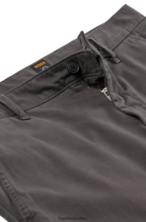 Hugo Boss ciemnoszare spodnie slim fit z elastycznej bawełny, satyny hugo ciemno szary R0X0H6964