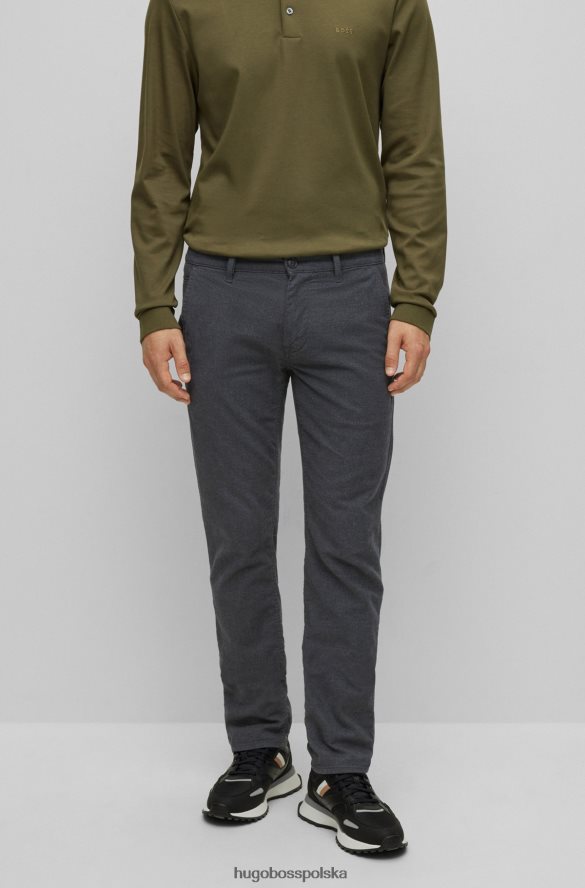 Hugo Boss ciemnoszare spodnie slim-fit z melanżowego, elastycznego bawełnianego diagonalu hugo ciemno szary R0X0H61486