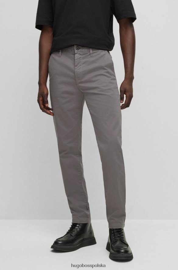 Hugo Boss ciemnoszare, zwężane chinosy z barwionej elastycznej satyny bawełnianej hugo ciemno szary R0X0H61266