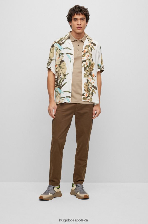 Hugo Boss ciemnozielone, zwężane chinosy Hugo z barwionej, elastycznej satyny bawełnianej ciemnozielony R0X0H61256