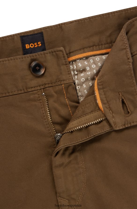 Hugo Boss ciemnozielone, zwężane chinosy Hugo z barwionej, elastycznej satyny bawełnianej ciemnozielony R0X0H61256