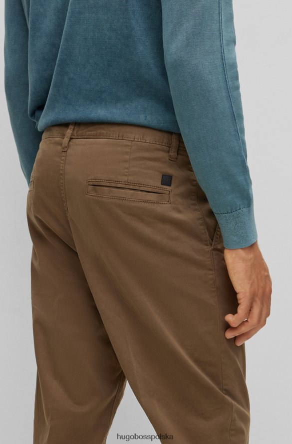 Hugo Boss ciemnozielone, zwężane spodnie hugo z elastycznej satyny bawełnianej ciemnozielony R0X0H62893
