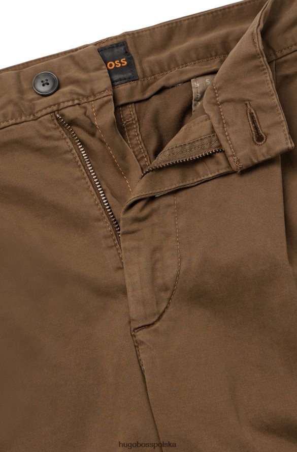 Hugo Boss ciemnozielone, zwężane spodnie hugo z elastycznej satyny bawełnianej ciemnozielony R0X0H62893