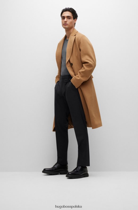 Hugo Boss czarne spodnie hugo o regularnym kroju z elastycznej dziewiczej wełny czarny R0X0H61966