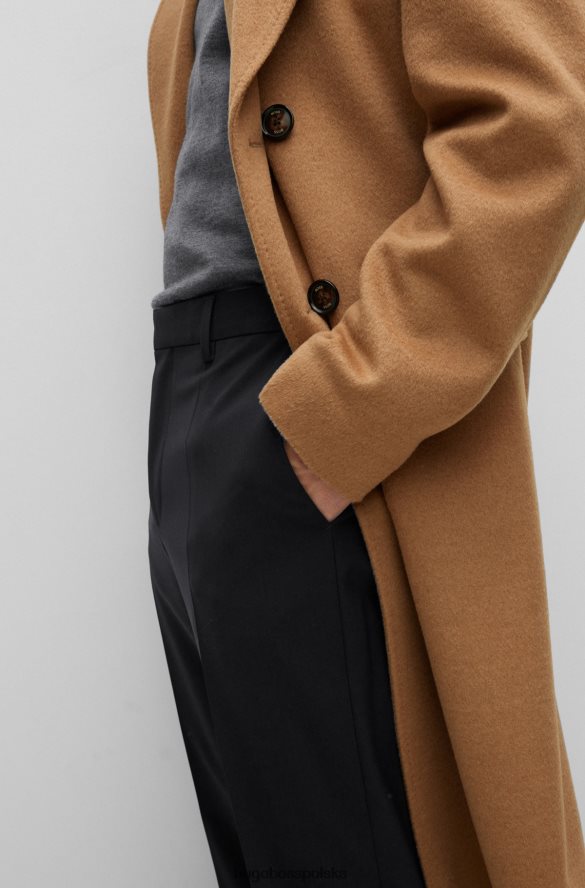 Hugo Boss czarne spodnie hugo o regularnym kroju z elastycznej dziewiczej wełny czarny R0X0H61966