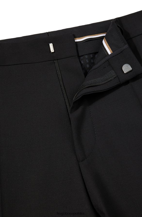Hugo Boss czarne spodnie hugo o regularnym kroju z elastycznej dziewiczej wełny czarny R0X0H61966