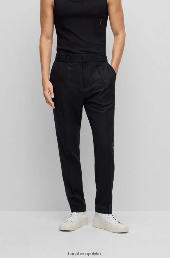 Hugo Boss czarne spodnie hugo o wyjątkowo dopasowanym kroju z wysokiej jakości mieszanki wełny czarny R0X0H64280