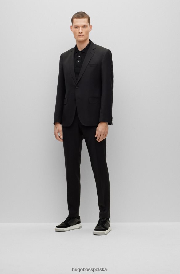 Hugo Boss czarne spodnie o regularnym kroju z dziewiczej wełny Serge Hugo czarny R0X0H62008
