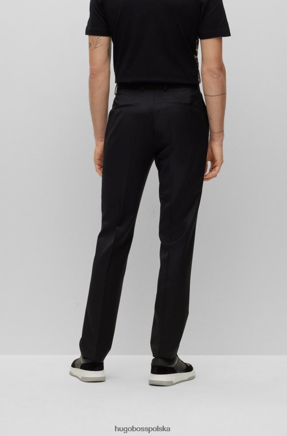 Hugo Boss czarne spodnie o regularnym kroju z dziewiczej wełny Serge Hugo czarny R0X0H62008