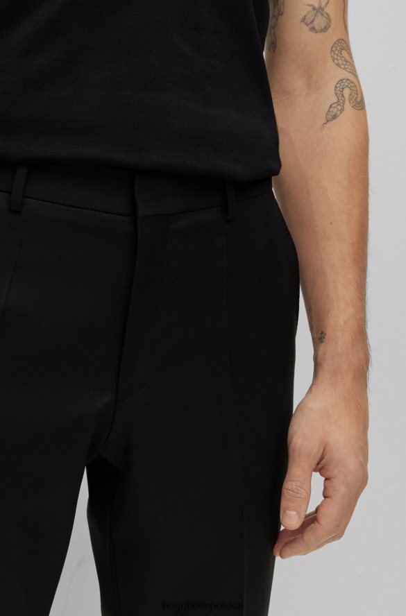 Hugo Boss czarne spodnie o regularnym kroju z dziewiczej wełny Serge Hugo czarny R0X0H62008