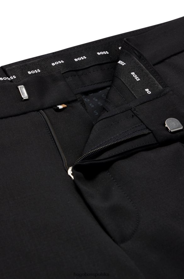 Hugo Boss czarne spodnie o regularnym kroju z dziewiczej wełny Serge Hugo czarny R0X0H62008