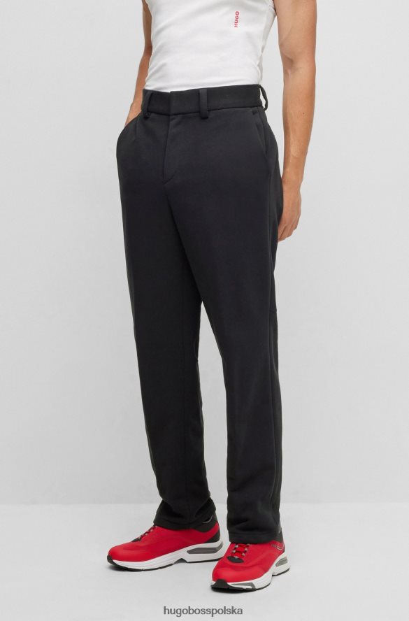 Hugo Boss czarne spodnie slim-fit z bawełnianego dżerseju z plisą z przodu hugo czarny R0X0H63100