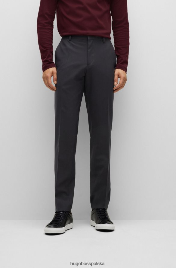 Hugo Boss czarne spodnie slim-fit z elastycznej wełny hugo z dziewiczej wełny czarny R0X0H62364