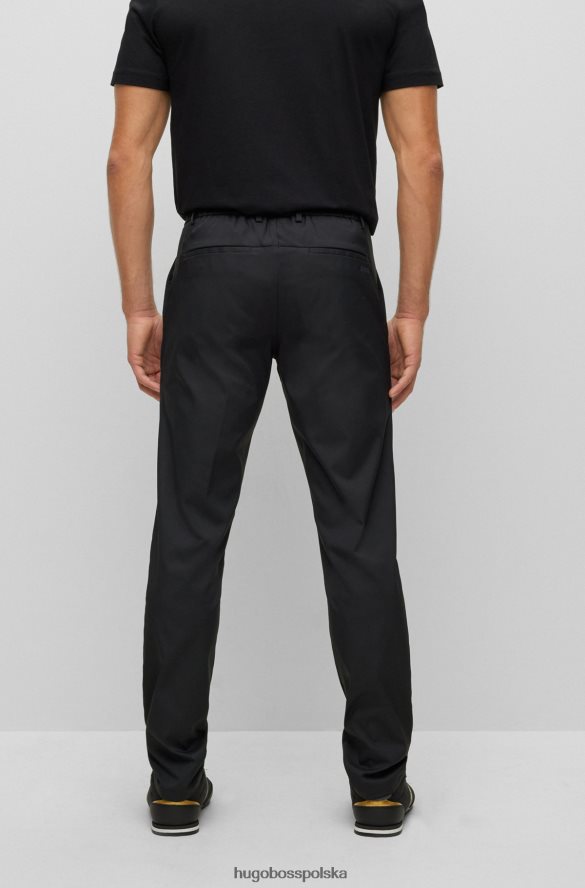 Hugo Boss czarne spodnie slim-fit z wodoodpornego diagonalu hugo czarny R0X0H63490
