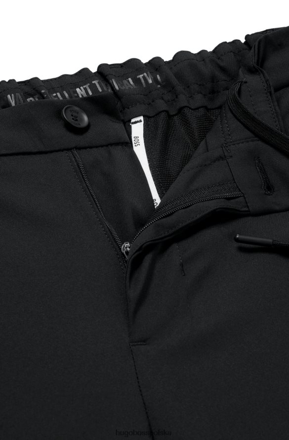 Hugo Boss czarne spodnie slim-fit z wodoodpornego diagonalu hugo czarny R0X0H63490
