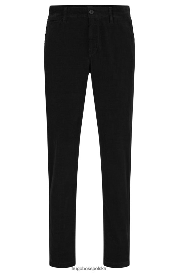Hugo Boss czarne, zwężane spodnie z mieszanki bawełny moleskin hugo czarny R0X0H63527