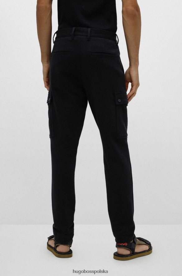 Hugo Boss dopasowane spodnie cargo z bawełnianego dżerseju w kolorze czarnym hugo czarny R0X0H63677