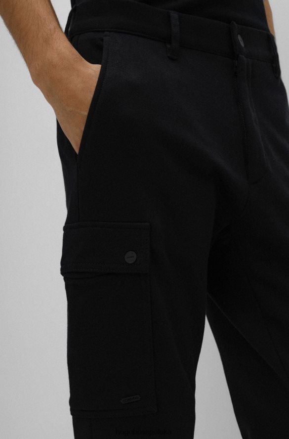 Hugo Boss dopasowane spodnie cargo z bawełnianego dżerseju w kolorze czarnym hugo czarny R0X0H63677