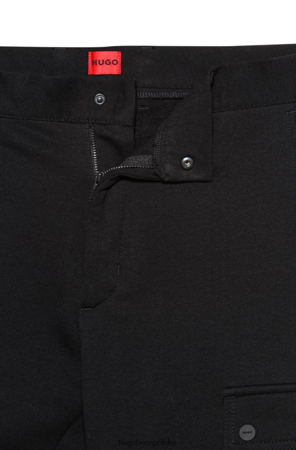 Hugo Boss dopasowane spodnie cargo z bawełnianego dżerseju w kolorze czarnym hugo czarny R0X0H63677